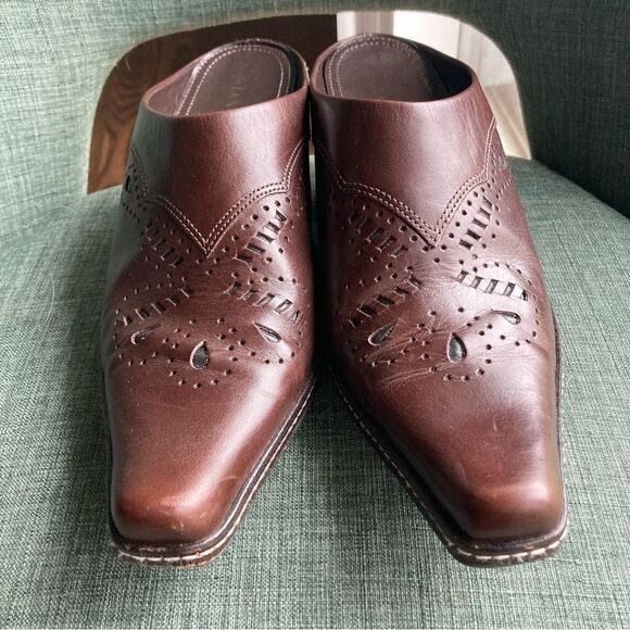 Gianni Bini Women’s Brown genuine Leather Y2K mule heel size 10. Good condition! - Picture 4 of 11